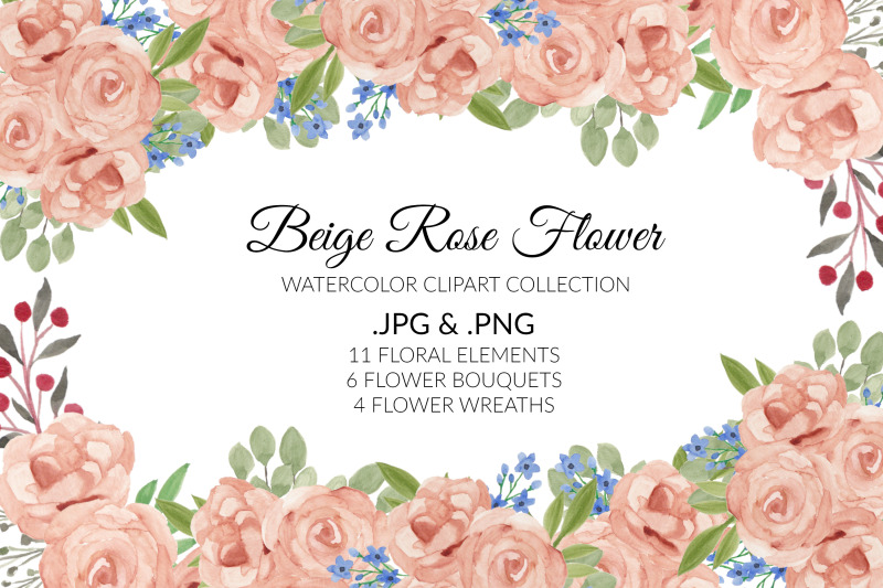 beige-rose-flower-watercolor-clipart-collection