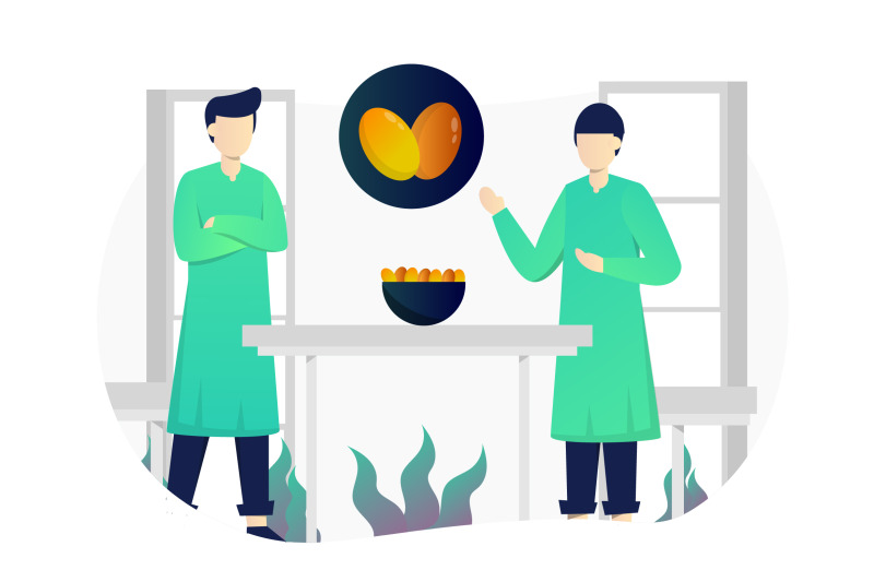 dates-for-iftar-party-flat-illustration