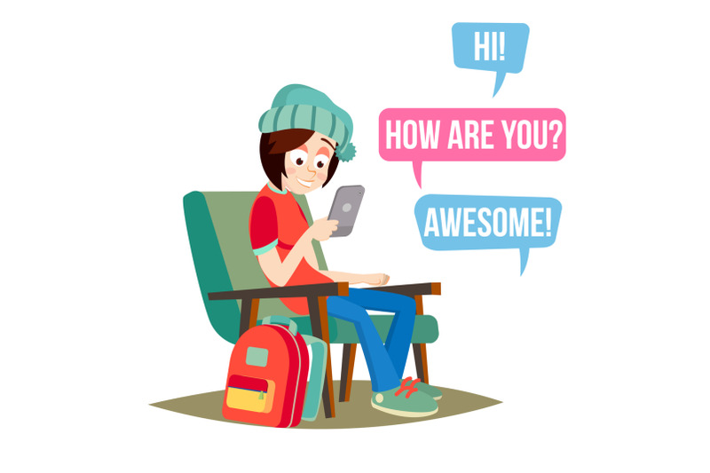 teen-girl-vector-young-teen-girl-smiling-teens-chatting-on-messenger-flat-cartoon-illustration