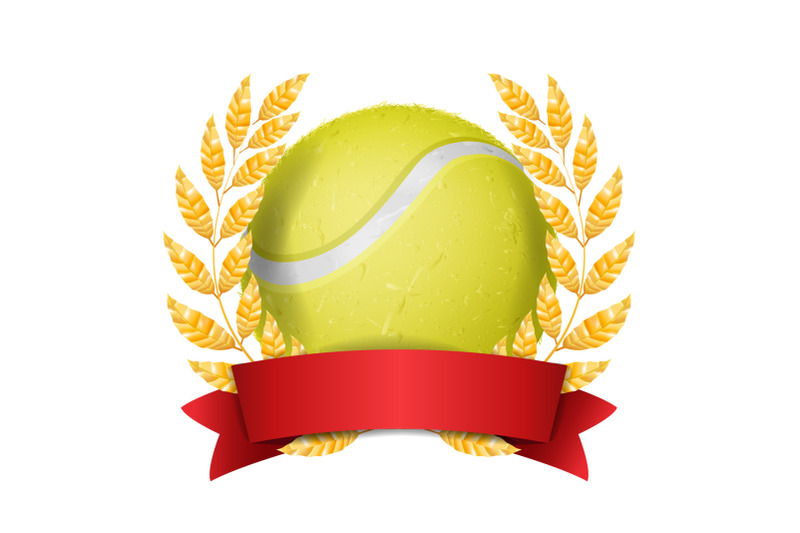 tennis-award-vector-sport-banner-background-yellow-ball-red-ribbon-laurel-wreath-3d-realistic-isolated-illustration