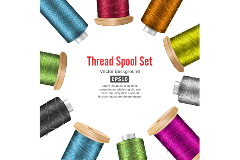 thread-spool-banner-circle-border-place-for-text-stock-vector-illustration-of-yarn-or-cotton-bobbin-reel-isolated-on-white-background