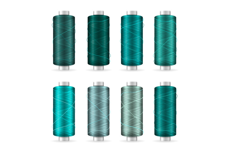 thread-spool-set-bright-plastic-bobbin-isolated-on-white-background-for-needlework-and-needlecraft-stock-vector-illustration