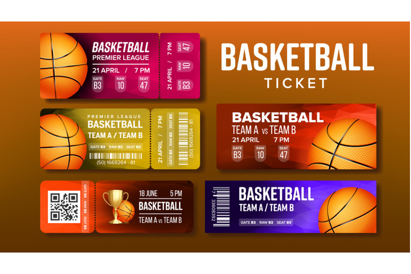 stylish-design-basketball-game-tickets-set-vector