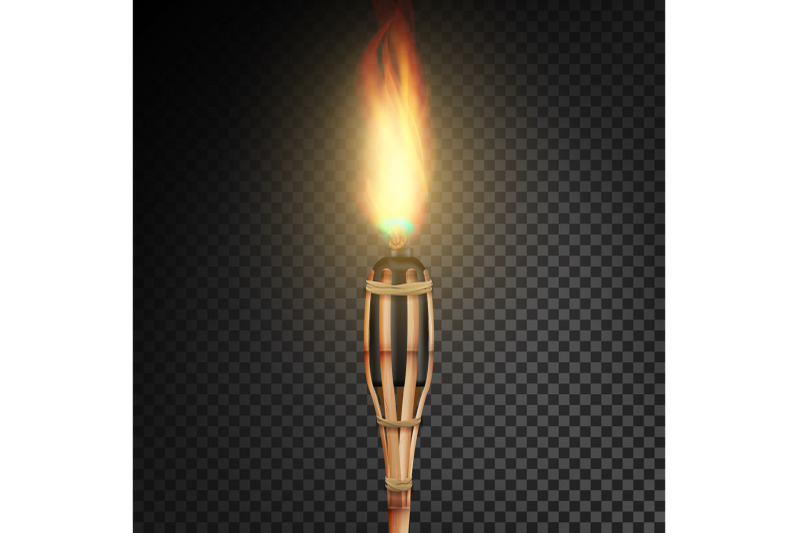 burning-beach-bamboo-torch-with-flame-realistic-fire-realistic-fire-torch-isolated-on-transparent-background-vector-illustration