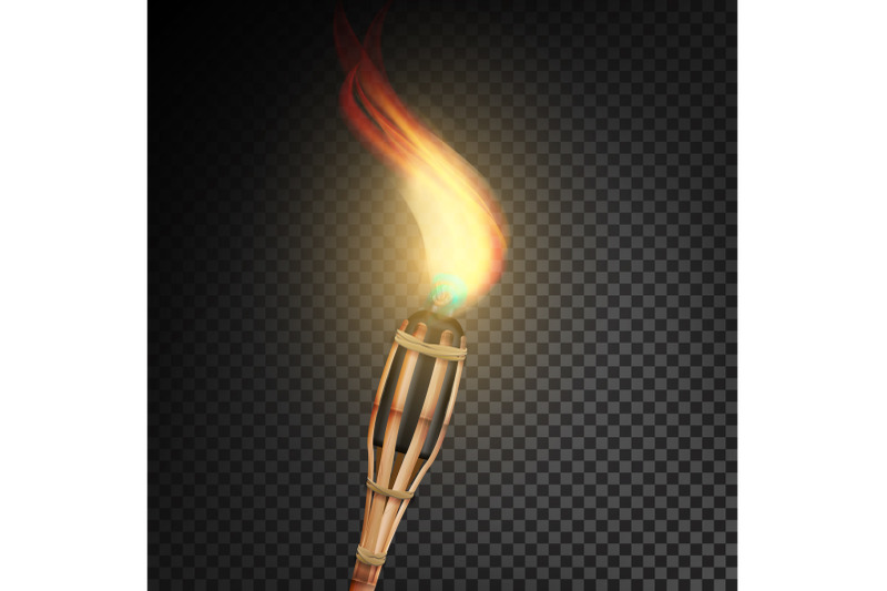 burning-beach-bamboo-torch-with-flame-realistic-fire-realistic-fire-torch-isolated-on-transparent-background-vector-illustration