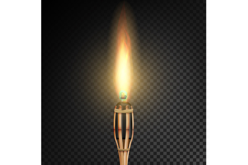 burning-beach-bamboo-torch-with-flame-realistic-fire-realistic-fire-torch-isolated-on-transparent-background-vector-illustration