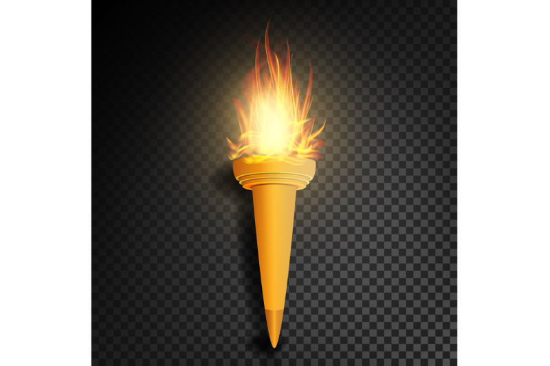 torch-with-flame-burning-in-the-dark-transparent-background-realistic-torch-with-flame-vector-illustration