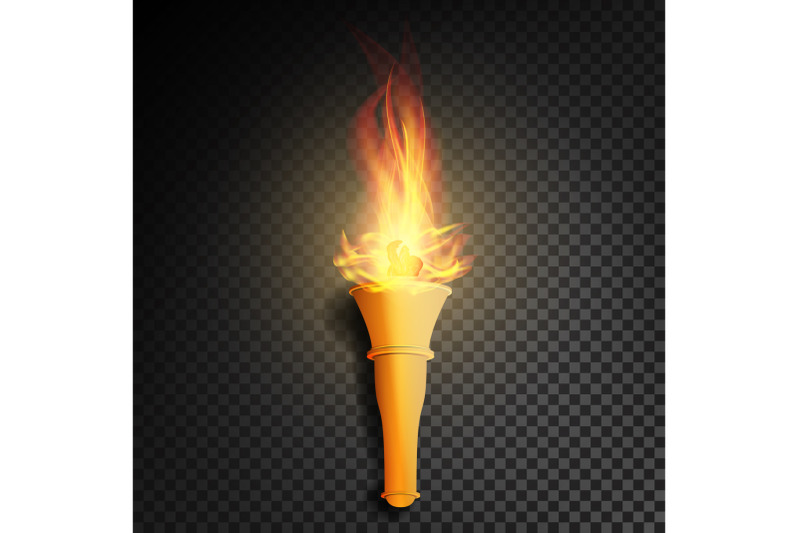 torch-with-flame-burning-in-the-dark-transparent-background-realistic-torch-with-flame-vector-illustration