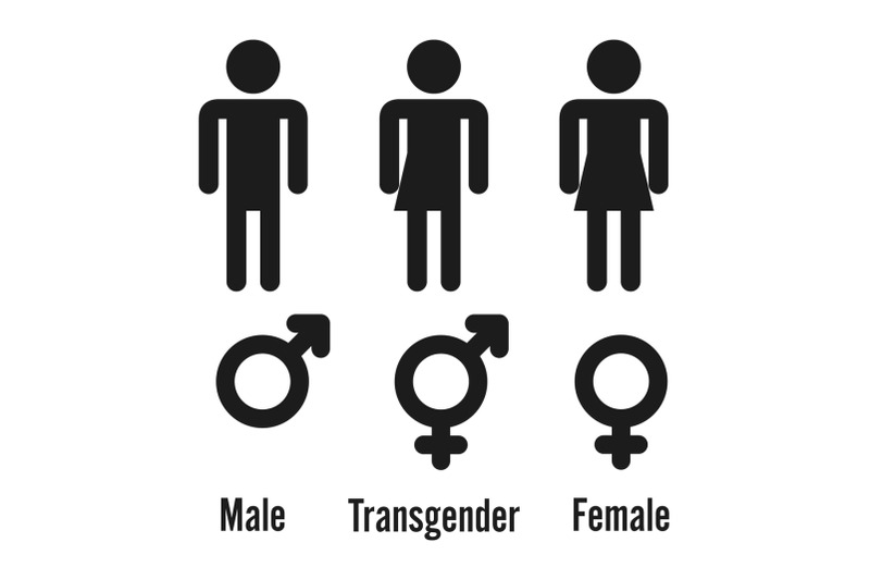 transgender-male-set-of-symbols-isolated-on-white-background-unisex-stylized-human-icon-silhouettes-stock-vector-illustration