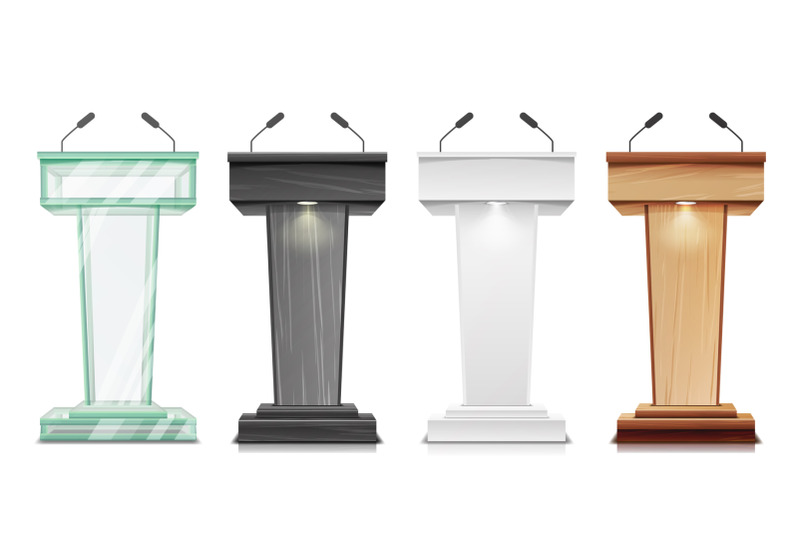 tribune-set-vector-podium-rostrum-stand-with-microphones-business-presentation-or-conference-debate-speech-isolated-illustration