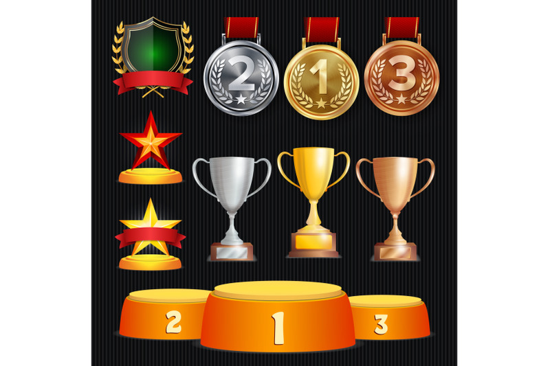 vector-awards-and-trophies-collection-golden-badges-and-labels-championship-design-1st-2nd-3rd-place-golden-silver-bronze-achievement-badge-medal