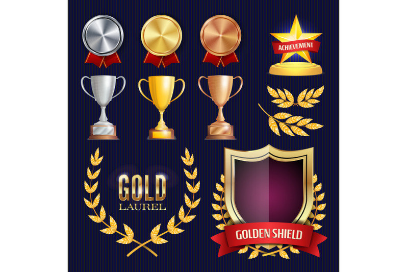 vector-awards-and-trophies-collection-golden-badges-and-labels-championship-design-1st-2nd-3rd-place-golden-silver-bronze-achievement-empty-badge-medal-blank