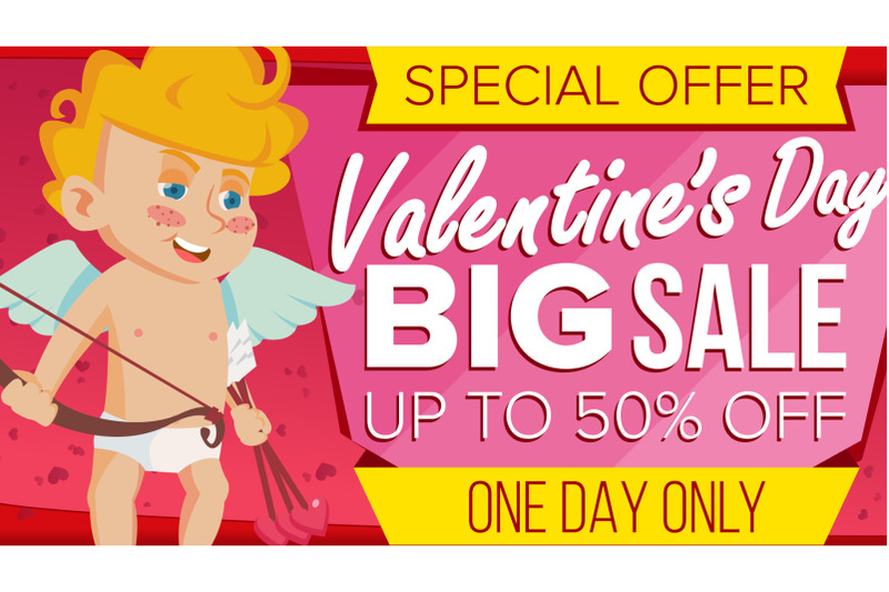 valentine-s-day-sale-banner-vector-cute-cupid-wallpaper-flyer-invitation-poster-brochure-sale-header-limited-offer-cartoon-business-brochure-illustration