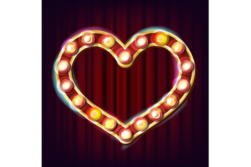 golden-heart-frame-vector-electric-glowing-element-realistic-illustration