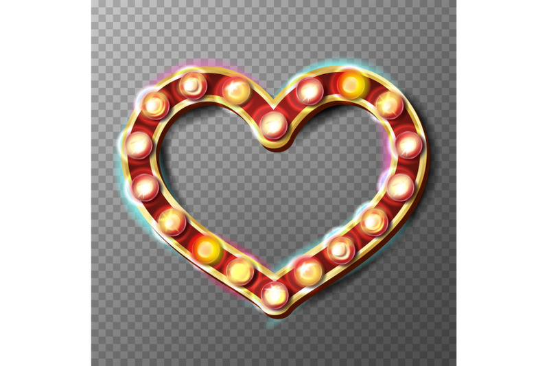 golden-heart-frame-sign-vector-glowing-light-bulbs-isolated-on-transparent-background