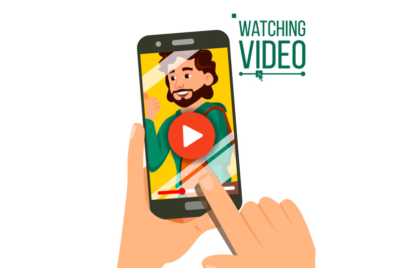 watching-video-on-smartphone-vector-video-player-on-screen-red-play-symbol-button-finger-touch-screen-isolated-flat-illustration