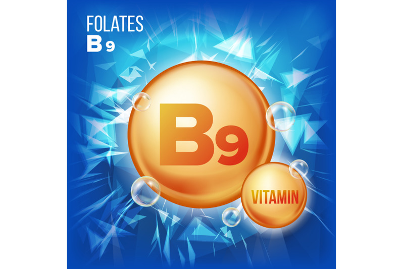 vitamin-b9-folates-vector-vitamin-gold-oil-pill-icon-medicine-capsule-golden-substance-for-beauty-cosmetic-heath-promo-ads-design-3d-vitamin-complex-with-chemical-formula-illustration