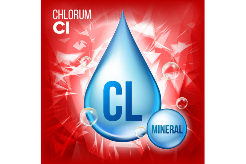 cl-chlorum-vector-mineral-blue-drop-icon-vitamin-liquid-droplet-icon-substance-for-beauty-cosmetic-heath-promo-ads-design-3d-mineral-complex-with-chemical-formula-illustration