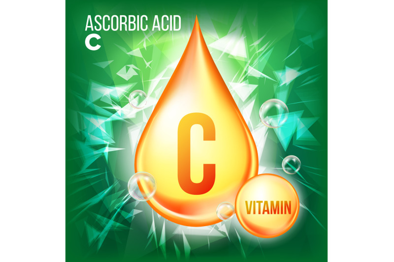 vitamin-c-ascorbic-acid-vector-organic-vitamin-gold-drop-icon-medicine-liquid-golden-substance-for-beauty-cosmetic-heath-promo-ads-design-drip-complex-with-chemical-formula-illustration