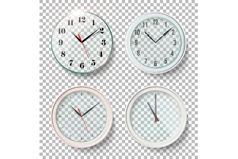 realistic-wall-clocks-set-vector-illustration-transparent-face-one-clock-for-every-hour-black-hands-ready-to-apply-graphic-element-for-documents-templates-posters-flyers