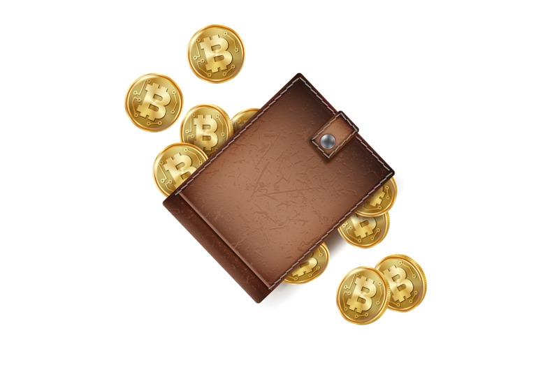 bitcoin-wallet-vector-brown-color-abstract-technology-bitcoin-cryptography-finance-coin-icons-full-wallet-modern-wallet-bitcoin-gold-coins-isolated-illustration