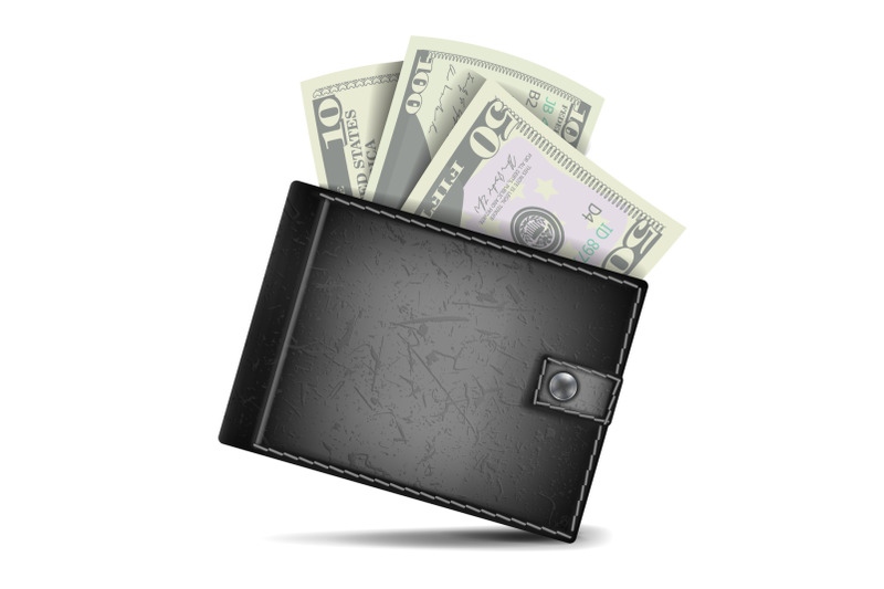 full-wallet-vector-black-color-classic-modern-leather-wallet-dollar-banknotes-isolated-illustration