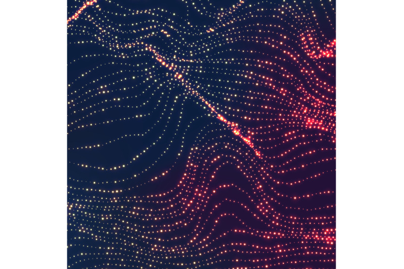 wave-background-ripple-grid-glowing-round-particles-swarm-of-dots-vector-illustration