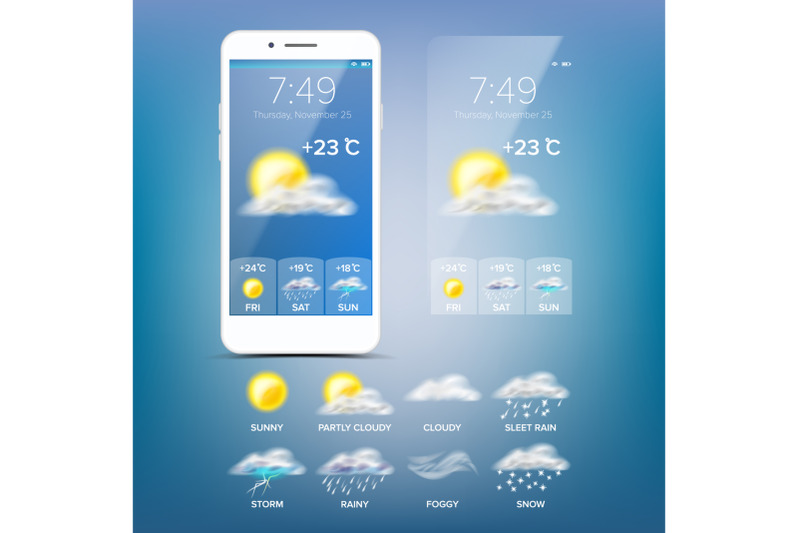 weather-forecast-app-vector-blue-background-application-of-science-and-technology-state-of-the-atmosphere-illustration