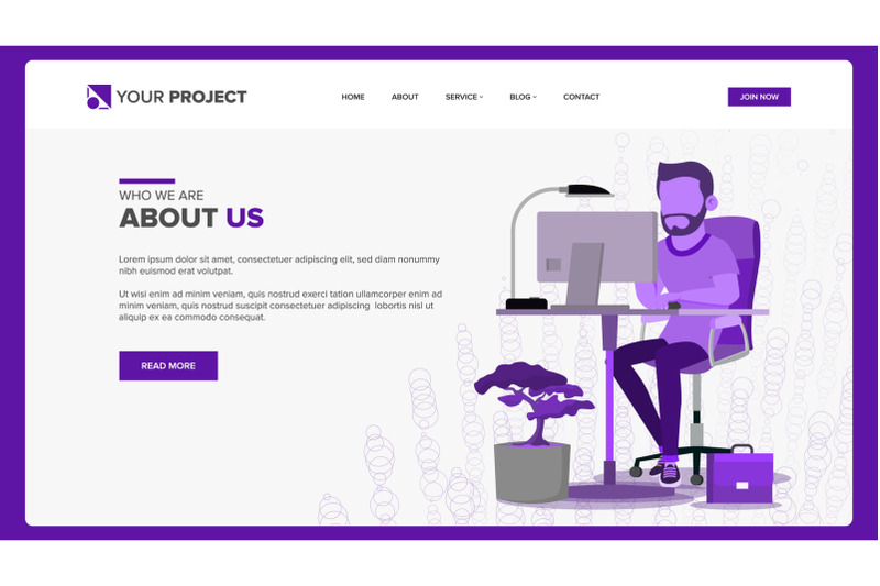 web-page-design-vector-business-graphic-responsive-banner-interface-cartoon-team-futuristic-strategy-illustration