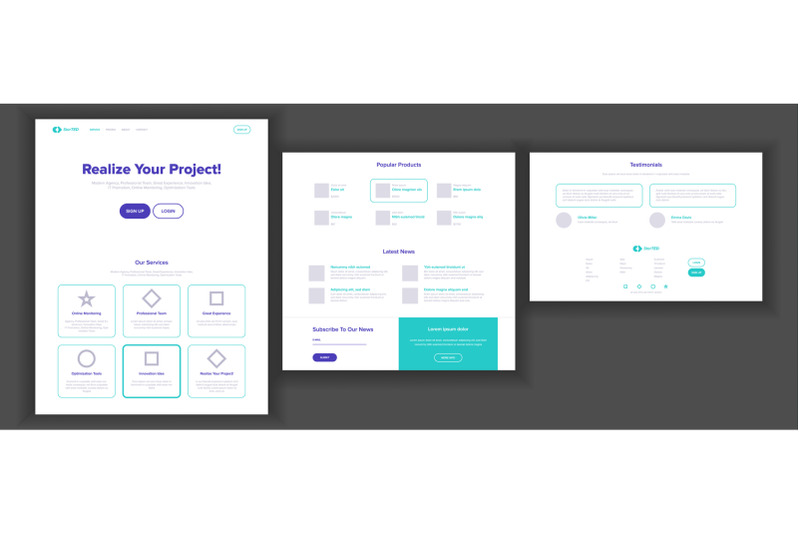 website-template-vector-page-business-project-shopping-online-landing-web-page-manager-meeting-corporate-concept-technical-online-support-design-evolution-system-illustration