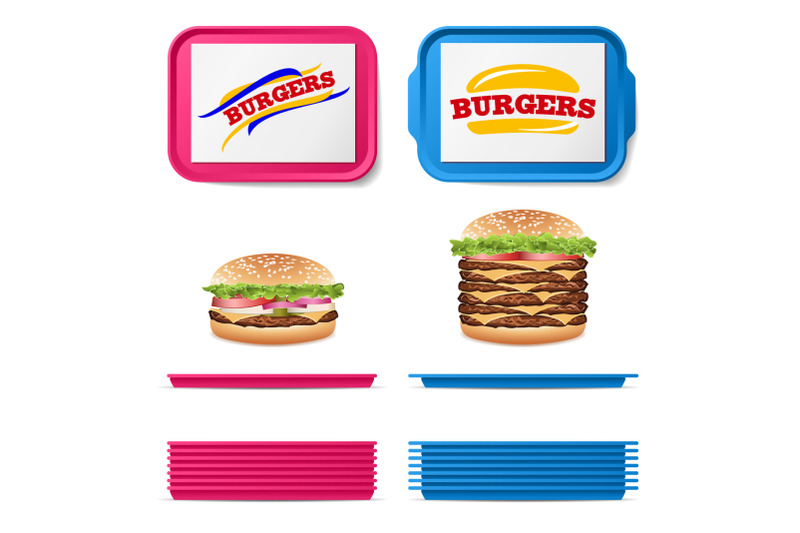 tray-salver-set-vector-empty-plastic-rectangular-tray-salvers-with-fast-food-realistic-burger-top-view-advertising-branding-concept-tray-isolated-on-white