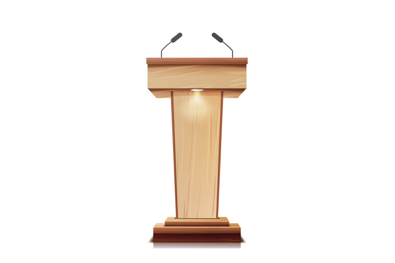 realistic-wooden-tribune-isolated-vector-with-two-microphones-wooden-classic-podium-stand-rostrum-illustration