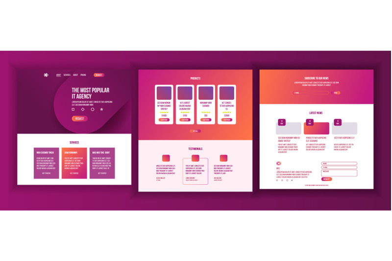 web-page-design-vector-website-business-reality-site-scheme-template-invest-conference-responsive-blank-credit-customer-illustration