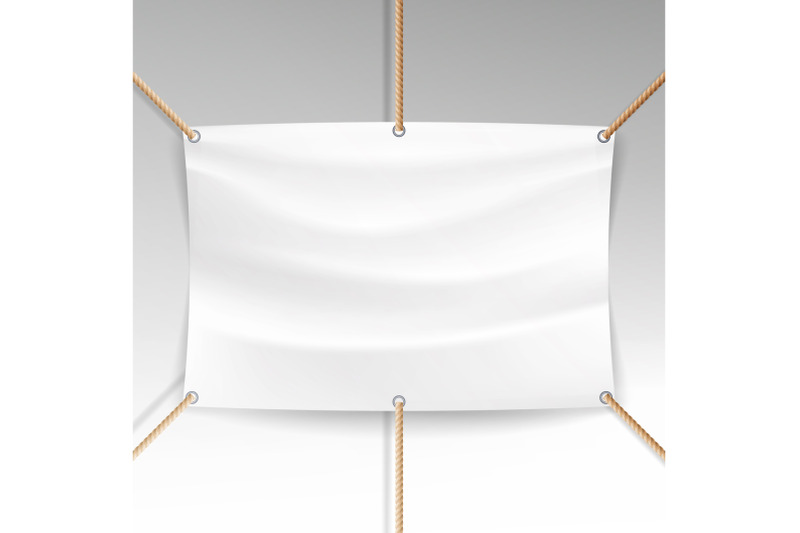 white-banner-with-ropes-vector-realistic-clear-textile-hanging-banner-template