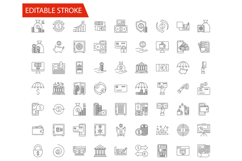 banking-and-finance-related-vector-line-icons-set