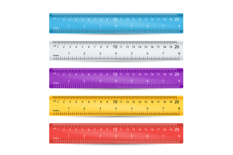 school-plastic-ruler-vector-measure-tools-equipment-colorful-centimeters-inches-scale-isolated-illustration