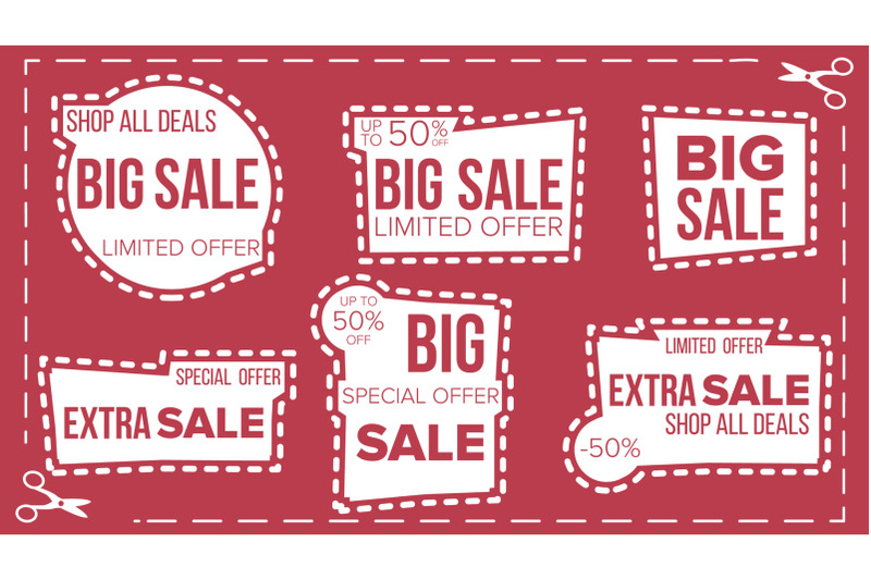 sale-banners-set-vector-scissor-cut-border-discount-badge-shopping-backgrounds-flat-isolated-illustration