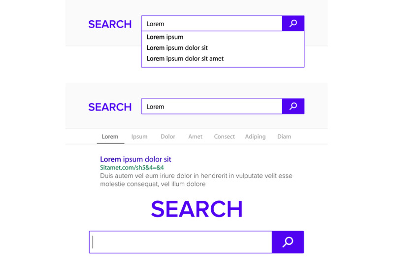 search-bar-field-vector-search-engine-browser-window-template-pop-up-list-search-results-flat-template-design-for-internet-web-browser-or-web-page