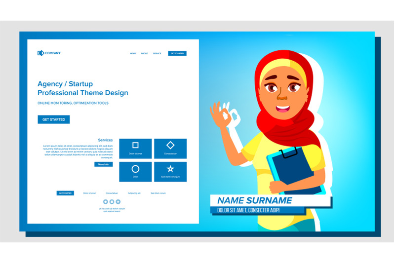 self-presentation-vector-arab-female-introduce-yourself-or-your-project-business-illustration
