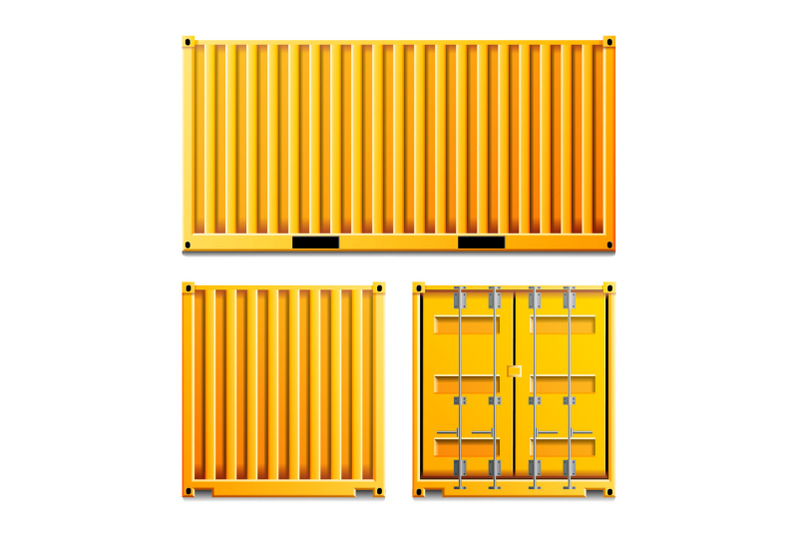 yellow-cargo-container-vector-realistic-metal-classic-cargo-container-freight-shipping-concept-logistics-transportation-mock-up-two-sides-isolated-on-white-background-illustration