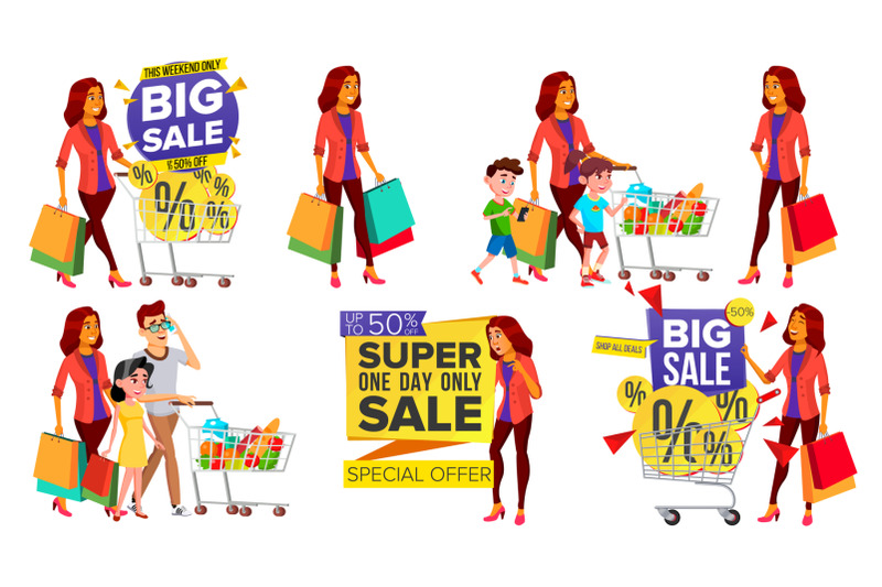 shopping-woman-set-vector-people-in-mall-family-children-purchasing-concept-happy-shopper-holding-paper-packages-bags-pleasure-of-purchase-business-isolated-cartoon-illustration