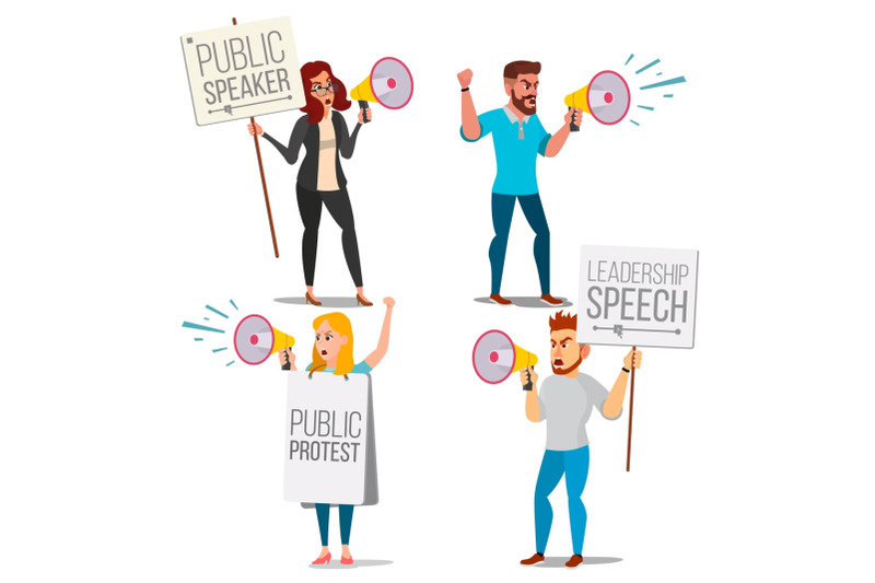 people-shouting-through-loud-speaker-vector-leadership-speech-people-on-strike-demonstration-concept-isolated-flat-cartoon-illustration