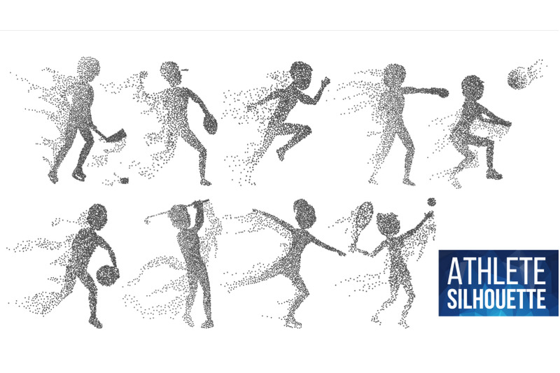 athlete-silhouette-set-vector-sport-dynamic-players-in-action-dotted-particles-sport-banner-game-event-concept-isolated-abstract-illustration