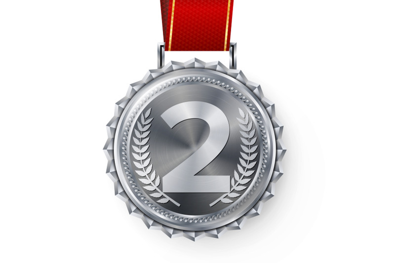 silver-medal-vector-silver-2nd-place-badge-sport-game-silver-challenge-award-red-ribbon-isolated-olive-branch-realistic-illustration