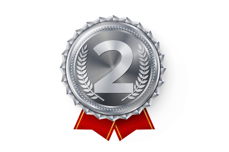 silver-medal-vector-best-first-placement-winner-champion-number-one-2nd-place-achievement-metallic-winner-award-red-ribbon-isolated-on-white-background-realistic-illustration
