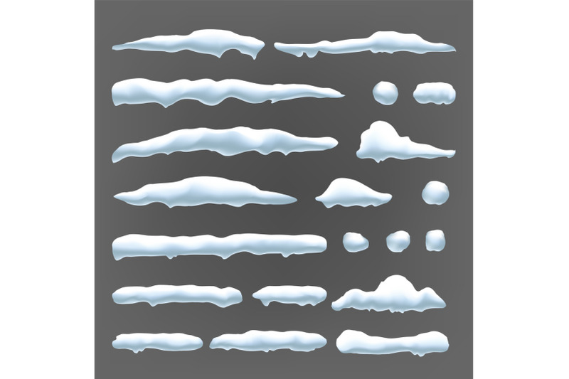 snow-caps-vector-snowball-and-snowdrift-winter-decoration-frozen-effect-isolated-illustration