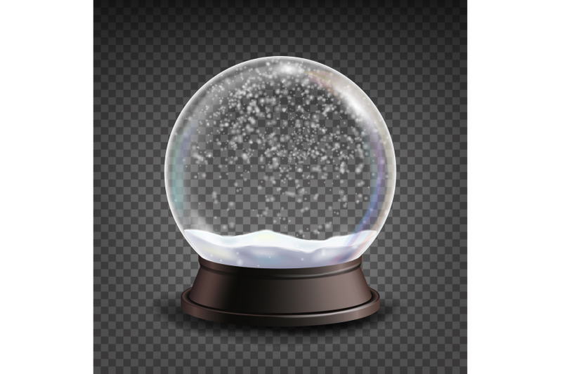 snow-globe-realistic-vector-realisitc-3d-snow-globe-toy-winter-xmas-design-element-isolated-on-transparent-background-illustration