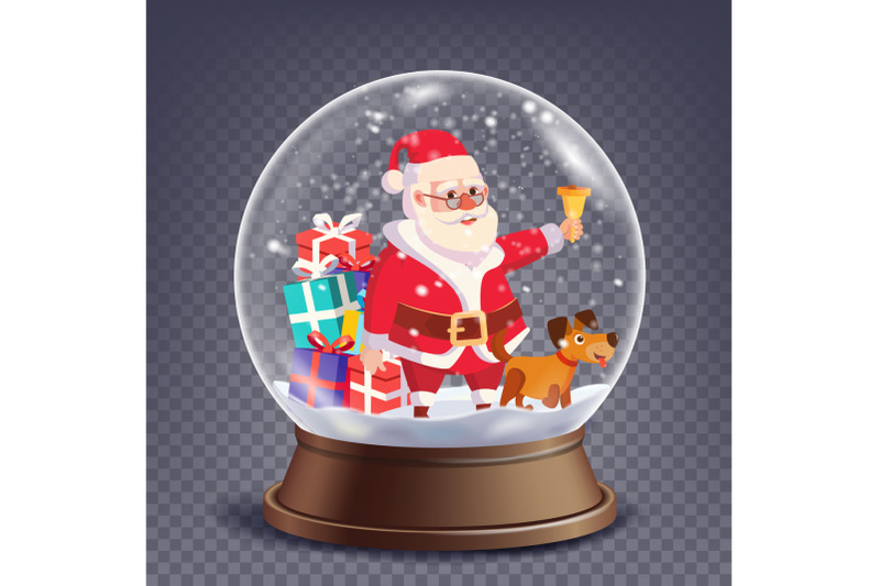 xmas-empty-snow-globe-vector-santa-claus-ringing-bell-and-smiling-winter-christmas-design-element-glass-sphere-on-a-stand-isolated-on-transparent-background-illustration