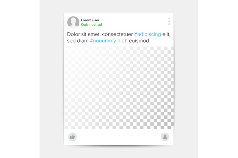 social-photo-frame-template-vector-transparent-message-share-like-notification-app-media-illustration