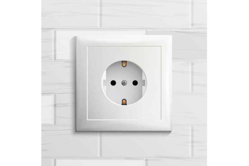 electric-socket-vector-plastic-standard-panel-brick-wall-realistic-illustration